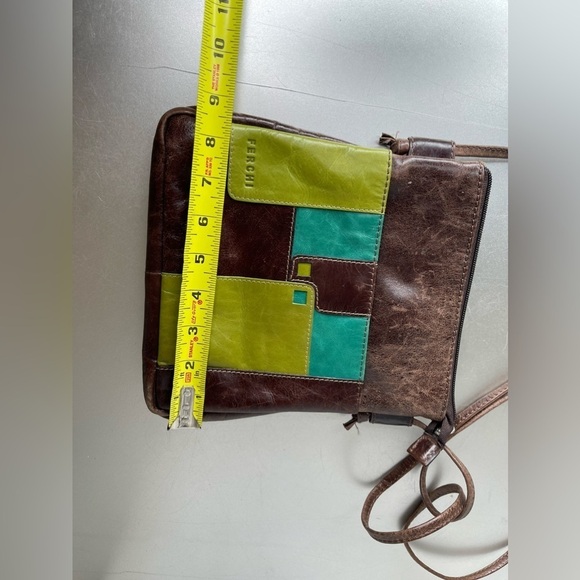 Ferchi Purse Patchwork Genuine Leather Brown Multicolor Crossbody Womens Bag - Picture 6 of 6